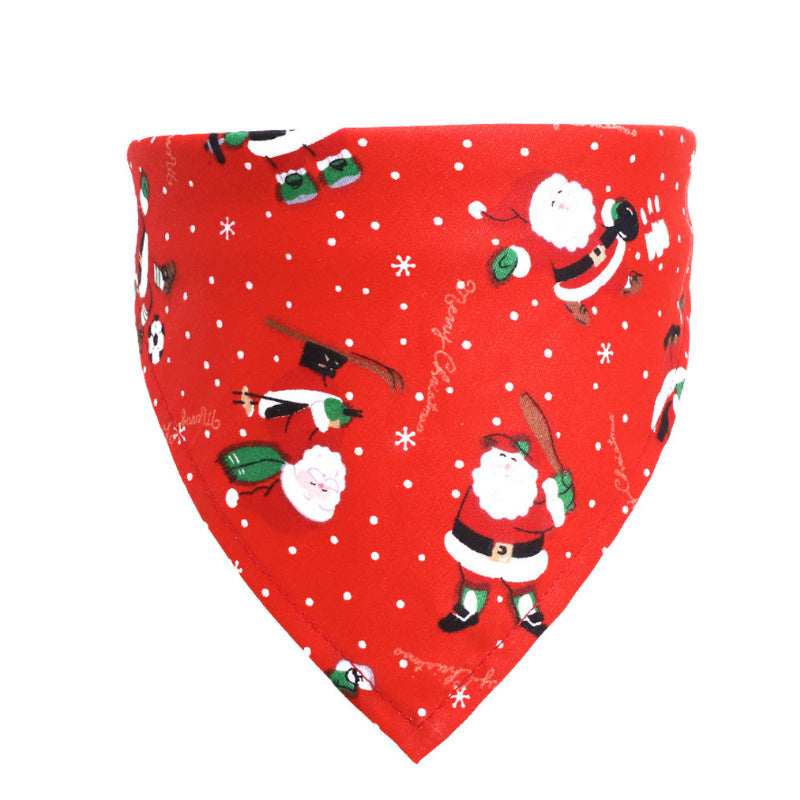 Pet Dog Christmas Print Triangle Scarf