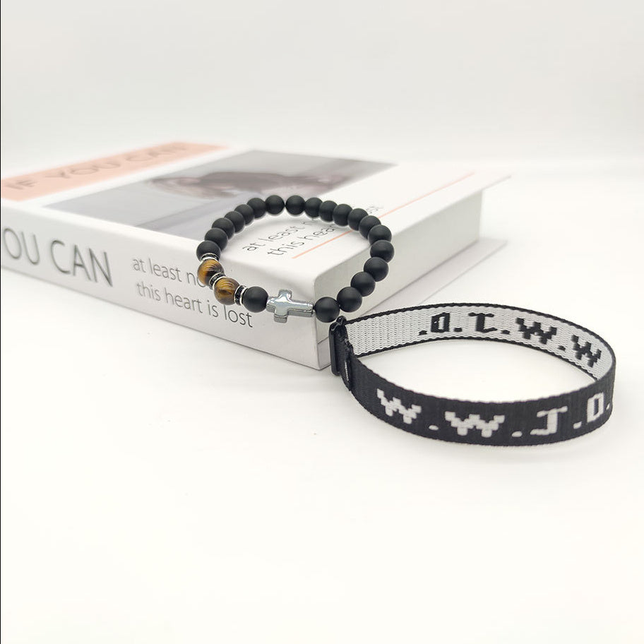 Jacquard Printed Wrist Strap Bracelet Ribbon Unisex WWJD Bracelet Adjustable Bracelet