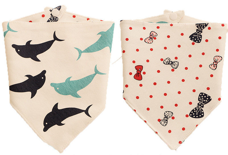 Baby Double-sided Triangle Scarf Children's Triangle Bib Cotton Printed Triangle Saliva Towel