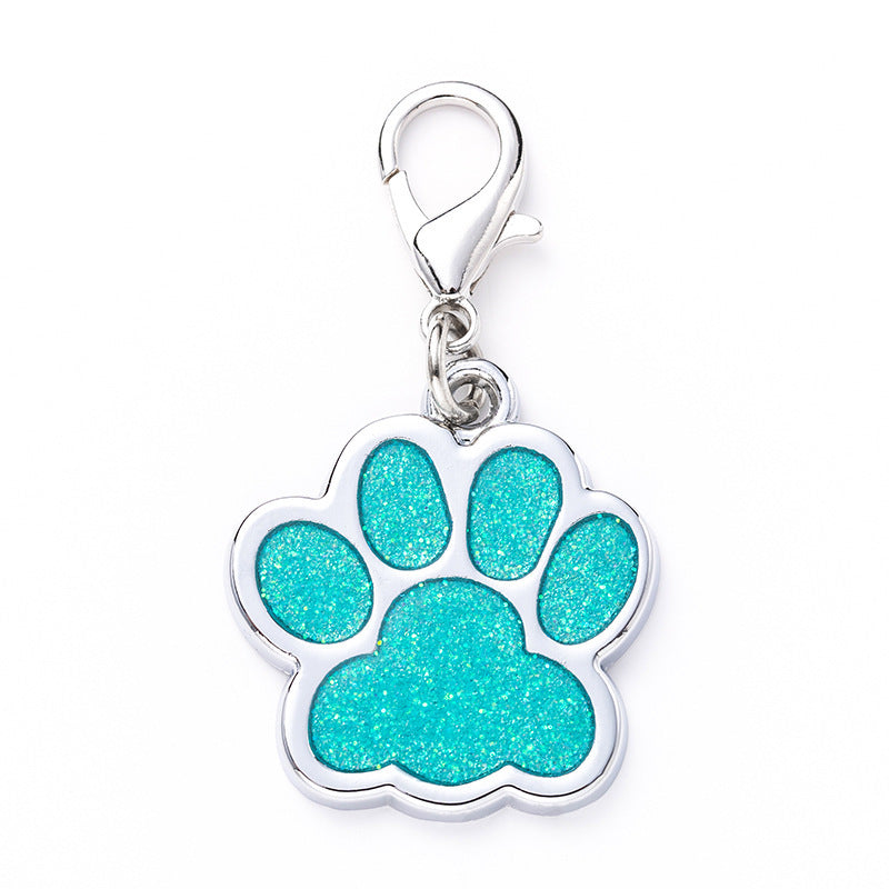 Zinc Alloy Metal Pet Tag Zinc Alloy Identity Brand Glitter Footprint Engraving Dog Tag