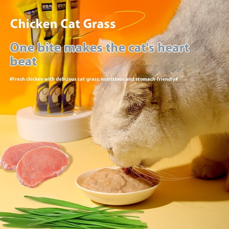 Cat Snack Wet Food Grass Chicken Strip