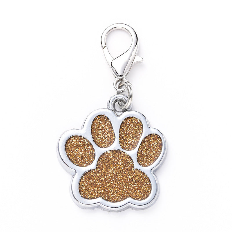 Zinc Alloy Metal Pet Tag Zinc Alloy Identity Brand Glitter Footprint Engraving Dog Tag