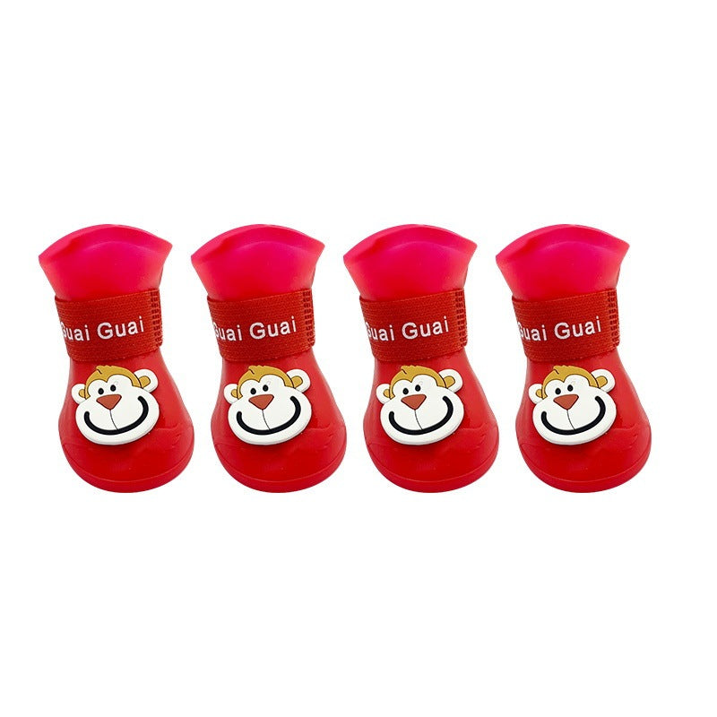 Cartoon Pet Boots Silicone Waterproof Non-slip Soft Bottom Summer Cat Supplies